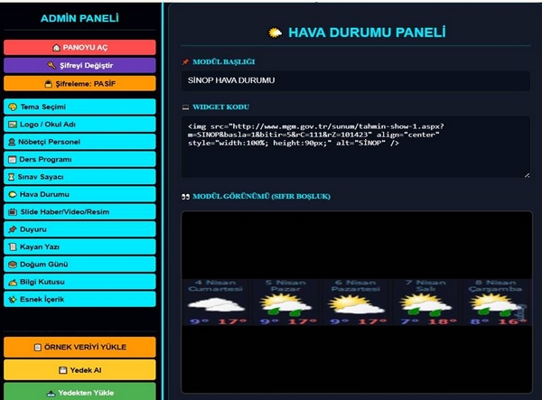 Hava Durumu Paneli
